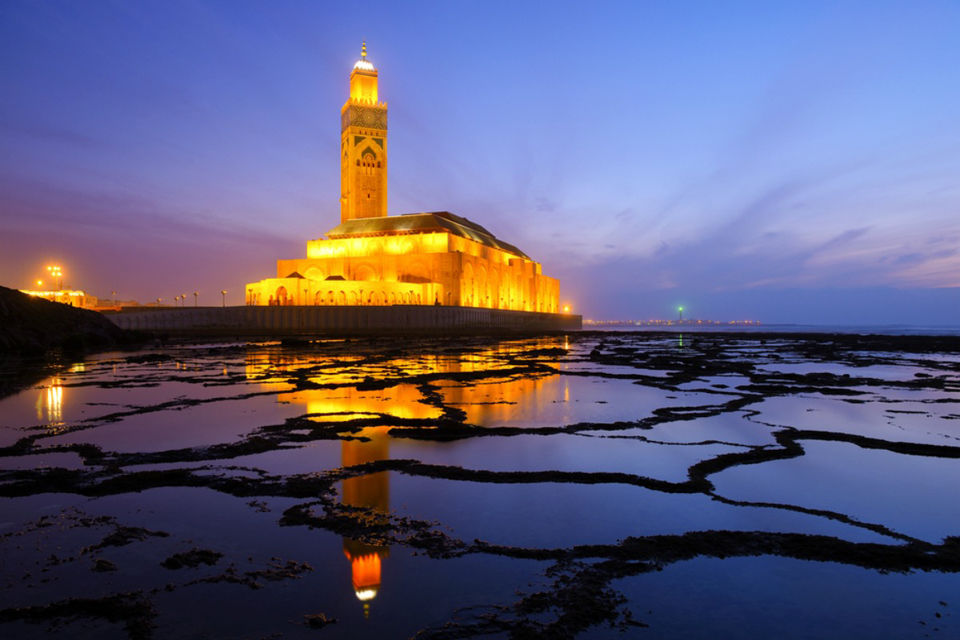 the impressive Hassan II Mosque, designed by Michel Pinseau, the famous French architect.