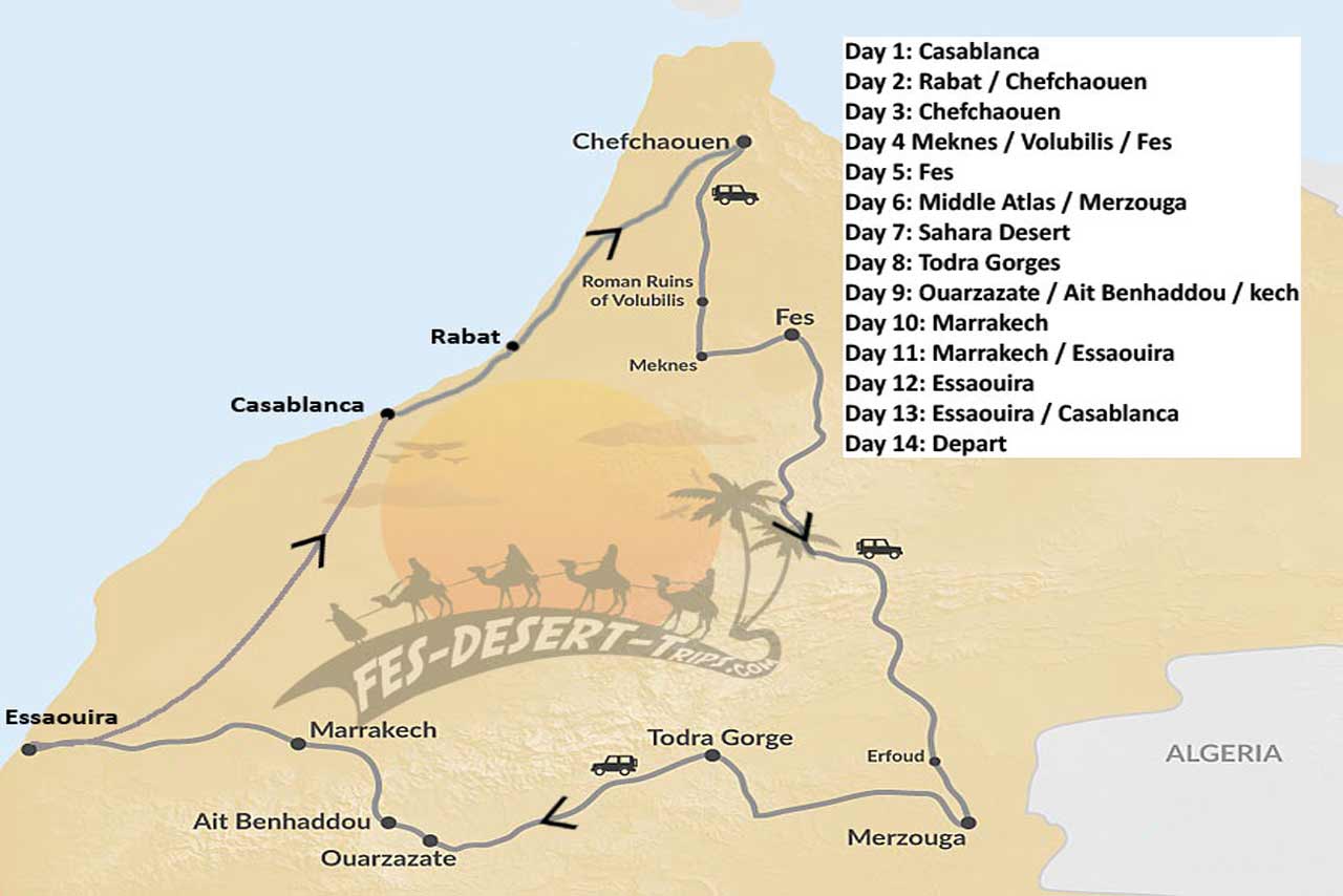Plan of the phenomenal 14 Days tour around Morocco is not to be missed.